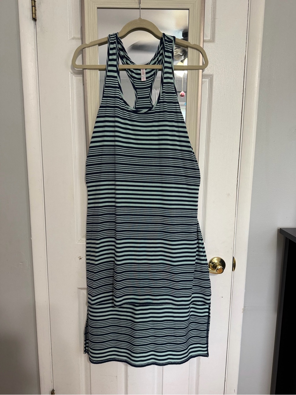 Xhilaration Mint and Navy Striped Racerback High-Low Dress